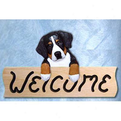 Bernese Mountain Dog Welcome Sign Oak