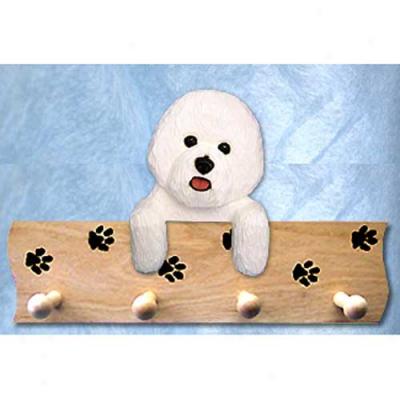 Bichon Frise Pawprint Hang Up Oak