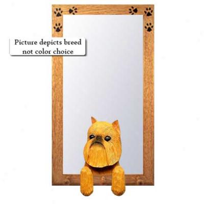 Biege Brueels Griffon Hall Mirror With Oak Natural Frame