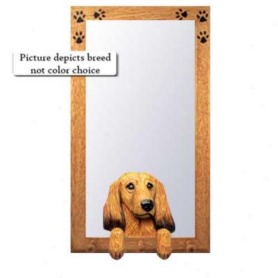 Black And Tan Dachshund Hall Mirror With Basswood Pine Frame Longhaired