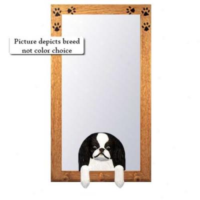 Black And Pale Japanese Chin Hall Mirror With Basswood Walnut Frame