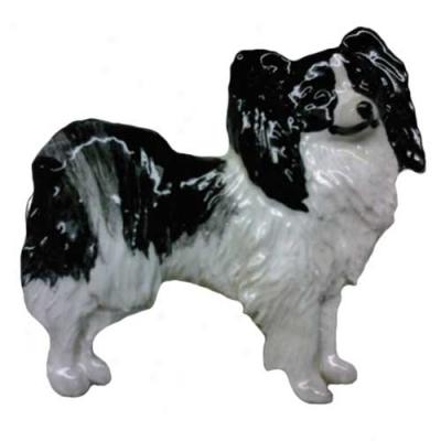 Black And White Papillon Hand Painted Pin