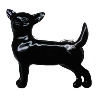 Black Chihuahua Hand Painted Pin