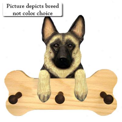 Black German Shepherd Dog Bone Hang Up Natural Oak