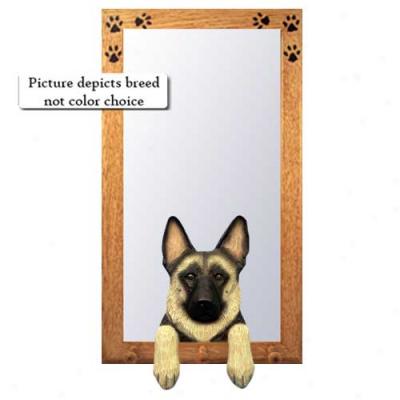 Black German Shephherd Dog Hall Pattern Upon Basswood Walnut Frame
