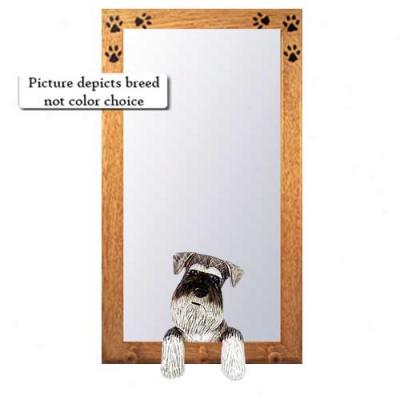 Black Natural Schnauzer Hall Mirror With Oak Golden Frame