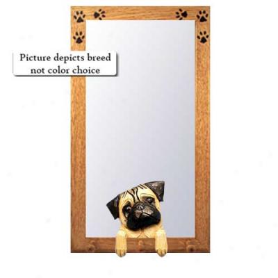 Black Pug Hall Mirror With Oak Natural Frame