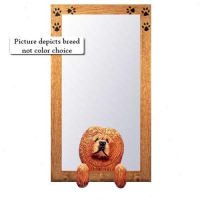 Blue Chow Chow Hall Mirror With Basswood Pine Frame