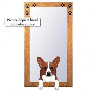 Blue Merle Pembroke Welsh Corgi Hall Mirror With Basswood Pine Frame