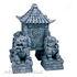 Bl8e Ribbon Oriental Pagoda And Lions Pond Ornament