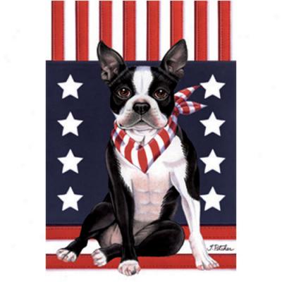 Boston Terrier Patriotic Breed Garden Flag