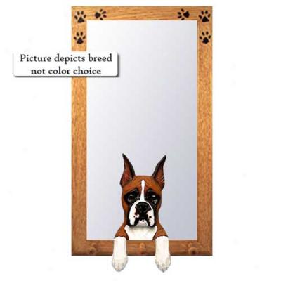 Brindle Boxer Hall Mirror With Basswood Walnut Frame