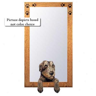 Brindle Irish Wolfhound Hall Mirror With Oak Natural Frame