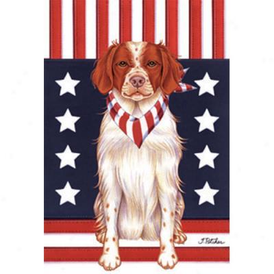 Brittany Spaniel Ptriotic Breed Garden Flag