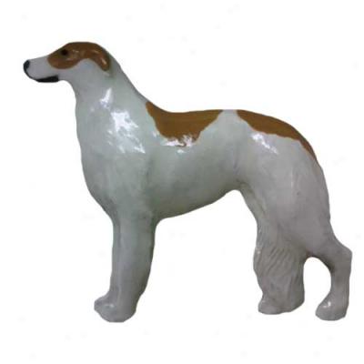 Brown And White Borzoi Hand Painted Pin