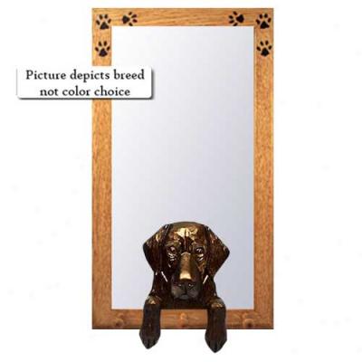 Brown Flat Coated Retriever Hall Mirror With Oak Natural Frame