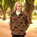 Brown Horse Print Jacket For Ladies By Black Diamond