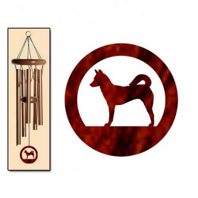 Canaan Dog Wind Chimes Small Bronze