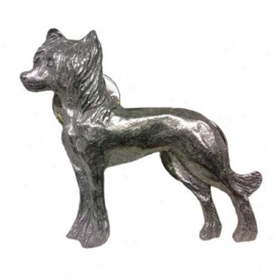 Chinese Crested Pewter Pin