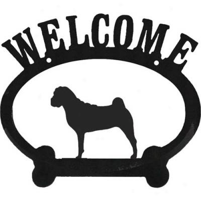 Chinese Shar Pei Metal Welcome Sign