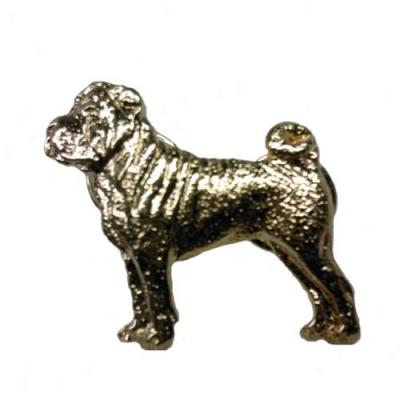 Chinese Shar Pei Pin 24k Gold Plated