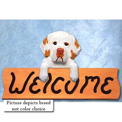 Clumber Spaniel Lemon Welcome Sign Maple