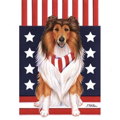 Collie Patriotic Breed Garden Flag