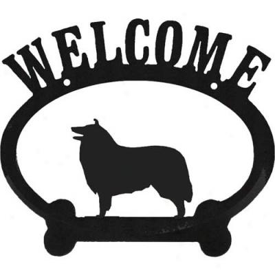 Collie (rough) Metal Welcome Sign