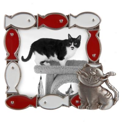 Concepts White & Red Cat Photo Magnet
