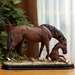 Dark Brown Mare & Foal Statue