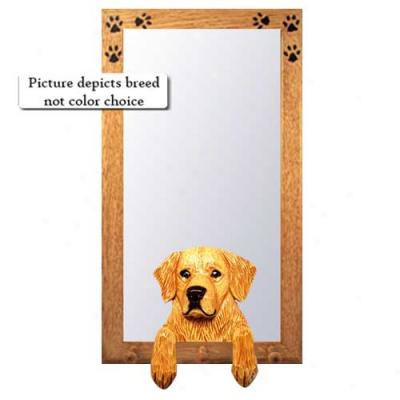 Dark Show Golden Retriever Hall Mirror Wjth Oak Natural Frame