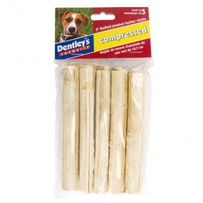 Dentley's Compressed Peanut Butter Rawhide Sticks - 5 Pack