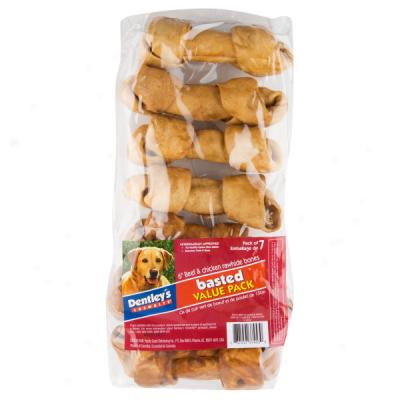 Dentley's Medium Basted Rawhide Bones - 7 Pack