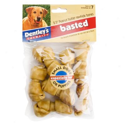 Dentley's Mini Peanut Butter Rawhide Bones - 7 Pack