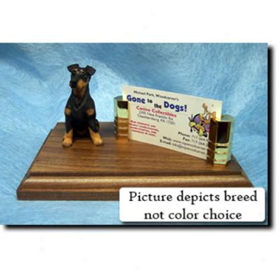 Doberman Pinschet (red And Tan) Businss Card Holder - Natural