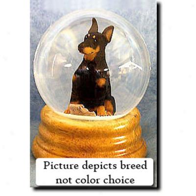 Doberman Pinscher (red And Tan) Musical Snow Globe