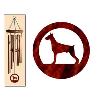 Doberman Pinschdr Wind Chimes Small Bronze