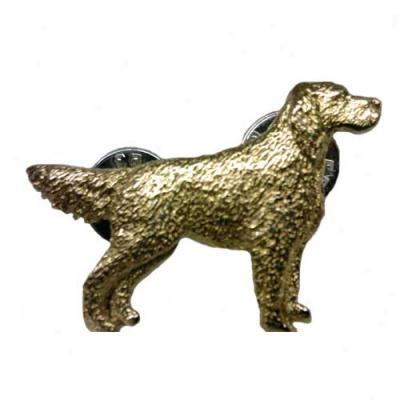 Englixh Setter Pin With Tail Up 24k Gold Plated