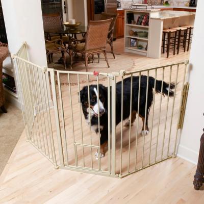 Extra High Flexi Metal Walk-through Gate W/small Pet Door And Extensions