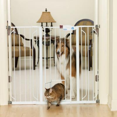 Extra Tall Metal Walk-through Gate W/ Small Pet Door