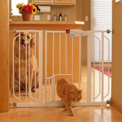 Extra-wide Metal Walk Through Pet Gate And Extensions