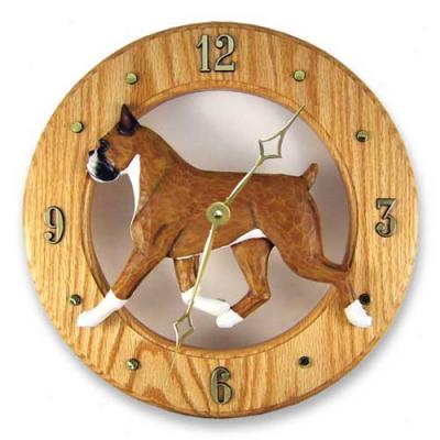 Fawn Boxer Wall Clock In Light Oak By Michael Park