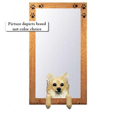 Fawn Chihuahu Hall Mirror With Oak Natural Frame Longhaired