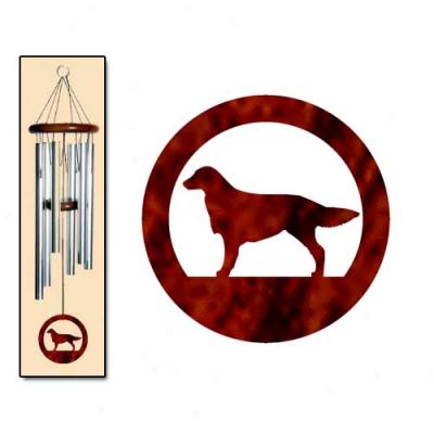 Fla-tcoated Retriever Wind Chimes Medium Silver