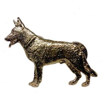 German Shepherd Dog Pin 24k Gold Plated