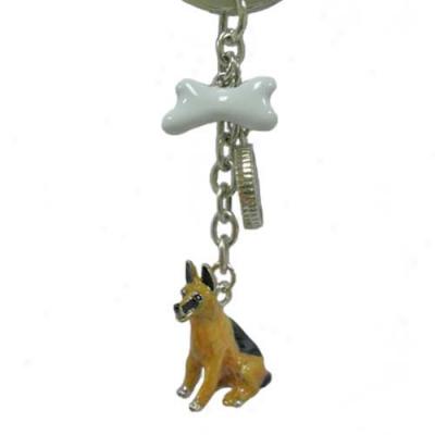 German Shepherd Enameled Keychain