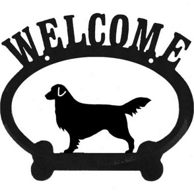 Golden Retriever Metal Welcome Sign