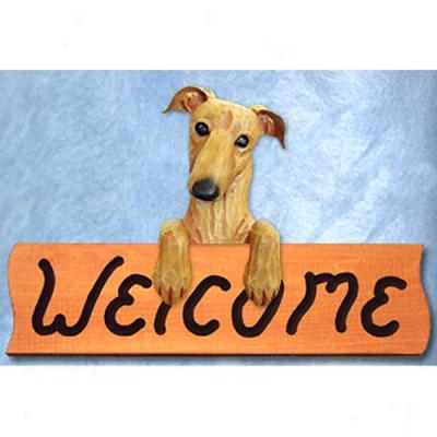 Greyhound Fawn Welcoome Sign Maple