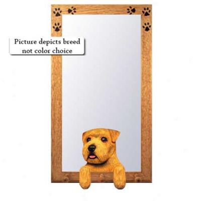 Grizzle Norfolk Terrier Hall Mirror With Basswood Walnut Frame