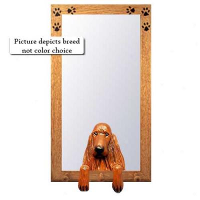 Irish Setter Hall Mirror With Oak Golden Frqme